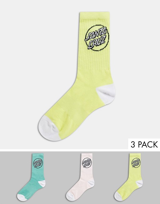 Santa Cruz Pop Dot 3-pack socks in pastel