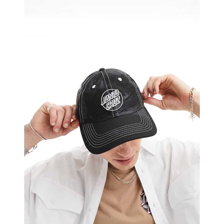 Santa Cruz print cap with contrast stitch and logo in black ASOS