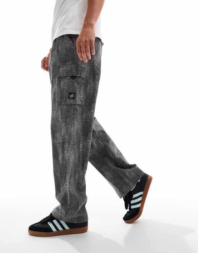 Santa Cruz - printed trooper cargo trousers in grey