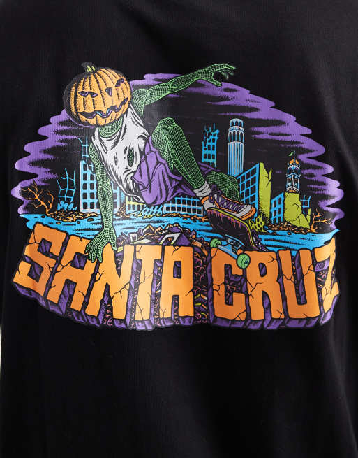 Santa Cruz pumpkin logo t-shirt with back print in black, 5 of 5