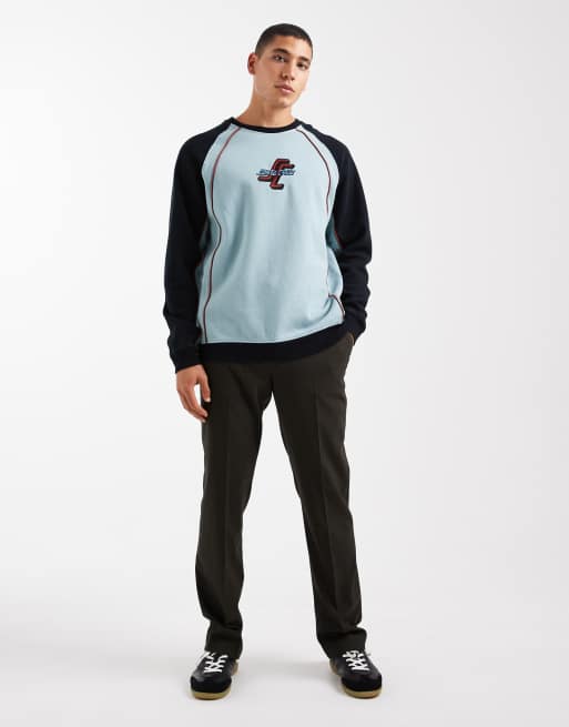 Santa Cruz raglan logo crewneck sweatshirt with poped seams in blue, 2 of 5