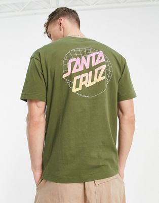 Santa Cruz realm dot unisex t-shirt in khaki with chest and back print