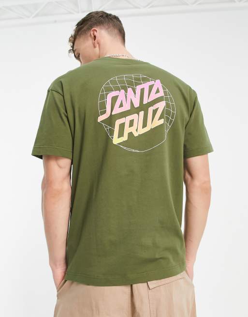 Santa Cruz realm dot unisex t shirt in khaki with chest and back