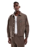 [Santa Cruz] Santa Cruz regular fit button through jacket in brown stripe (part of a set) Chest 36-39 Brown Hickory Stripe