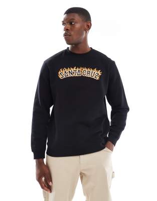 Santa Cruz Santa Cruz regular fit embroidered flame logo sweatshirt in black