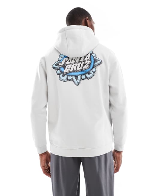 Santa Cruz - Regular-fit hoodie met grafisch logo en print op de rug in lichtgrijs