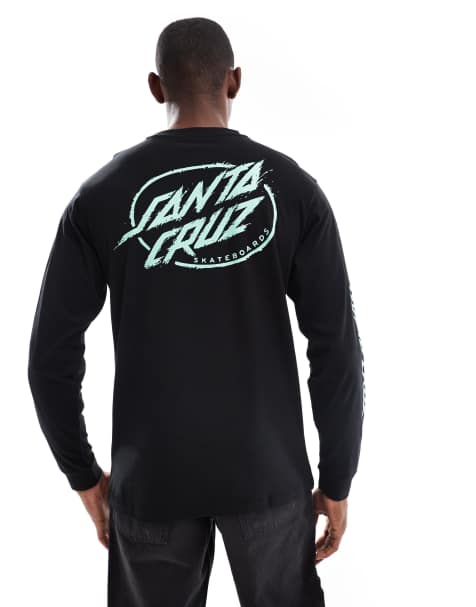 Santa Cruz regular fit long sleeve logo t-shirt with back print in black - view 1