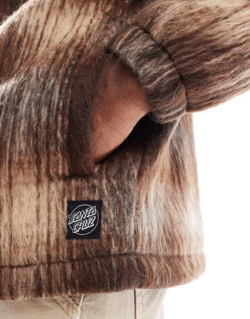 Santa Cruz - Regular-fit shacket met doorgestikte voering in bruine ruit, 4 van 5