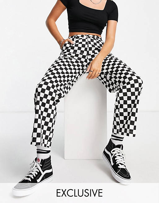 Women Santa Cruz relaxed trouser in monochrome checkerboard 