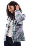 [Santa Cruz] Santa Cruz relaxed two way zip shacket in lilac and green check-Multi 8 PURPLE/GREEN CHECK
