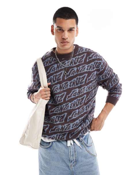 Santa Cruz repeat logo knitted jumper in purple - view 1