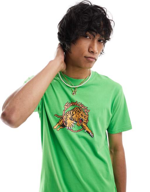 Santa Cruz - Salba - T-shirt met tijgerprint in groen