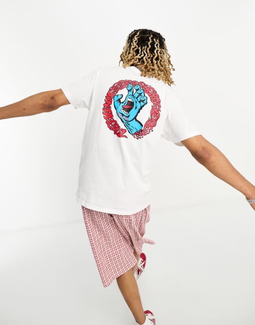 Santa Cruz – Screaming 50 – Biały T-shirt z nadrukiem na piersi i plecach