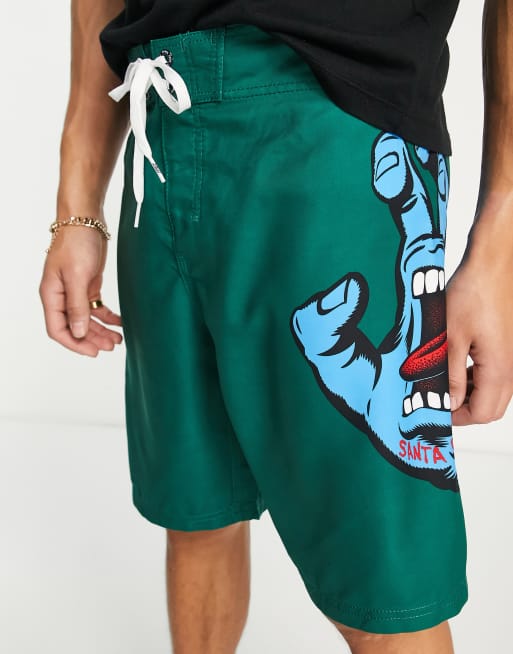 Santa Cruz screaming hand board shorts in green