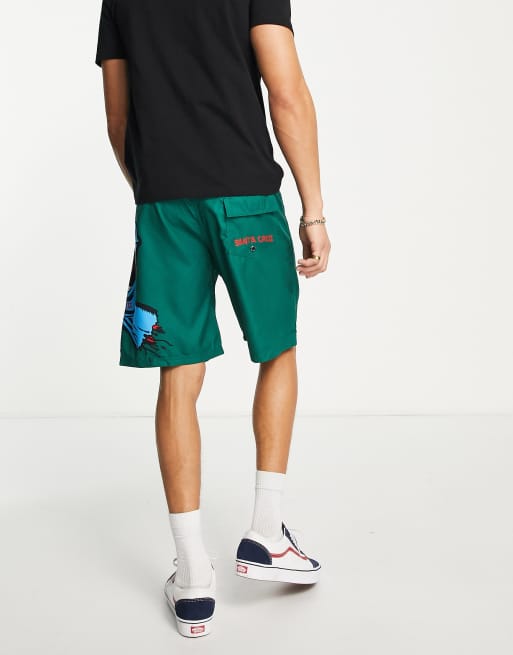 Santa Cruz screaming hand board shorts in green, 2 of 4