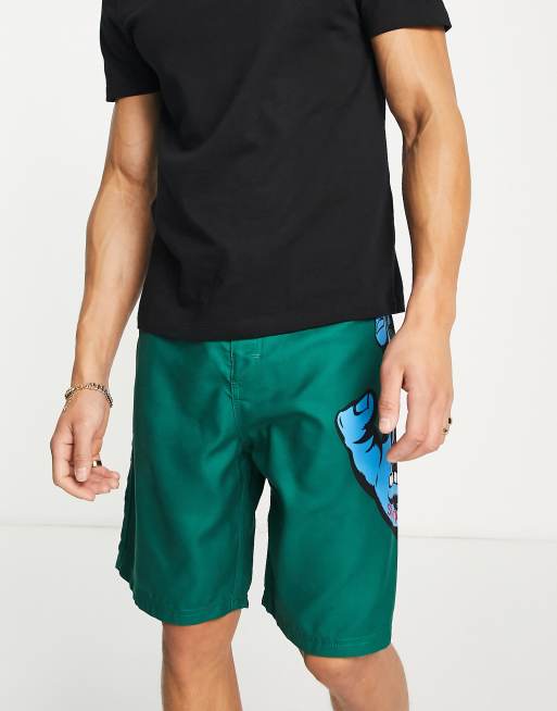 Santa Cruz screaming hand board shorts in green, 3 of 4