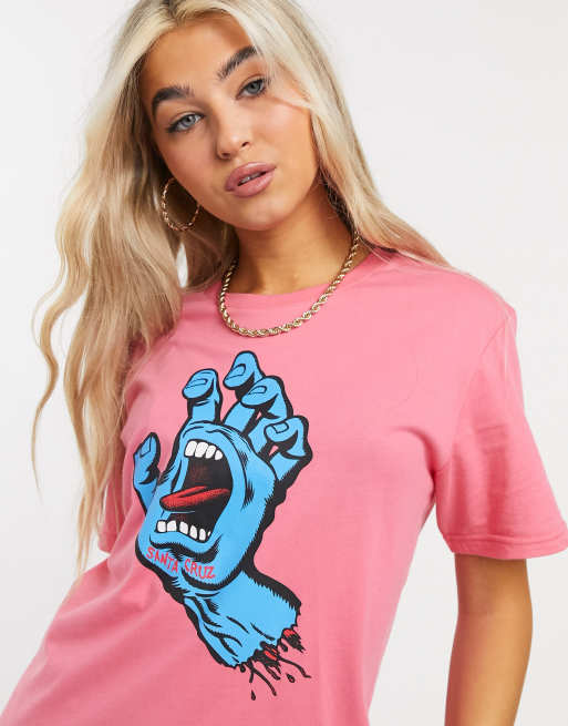 Santa Cruz Screaming Hand t shirt in pink ASOS