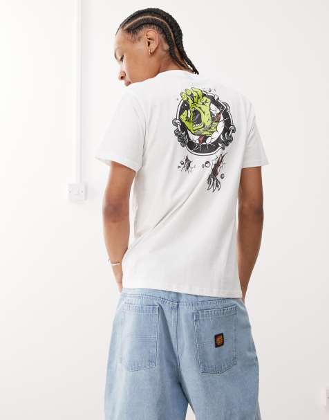 Santa Cruz Screaming Target graphic logo t-shirt with back print in white - view 1