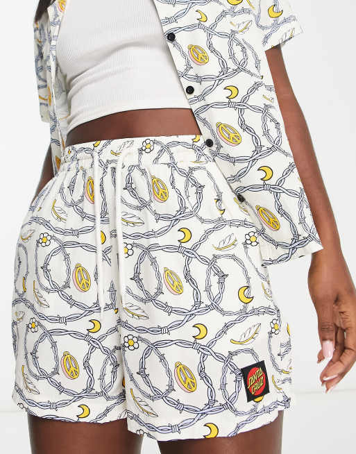 Santa Cruz - Short met prikkeldraadprint in wit