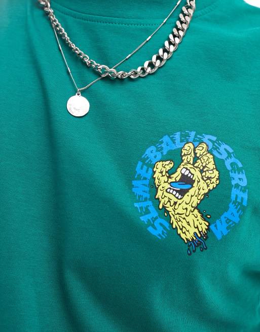Santa Cruz – Slime Balls Hand – Grön t-shirt med tryck, 2 av 4