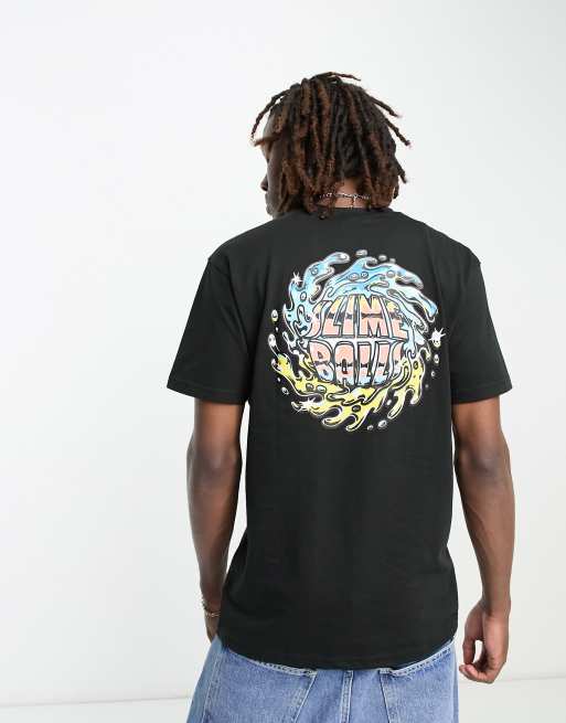 Santa Cruz – Slimeball Chrome – Svart t-shirt med logga på bröst och rygg