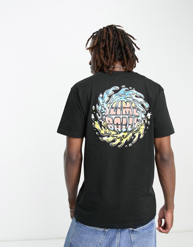 Santa Cruz - slimeball chrome t-shirt in black with chest and back logo print