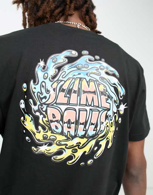 Santa Cruz slimeball chrome t shirt in black with chest and back