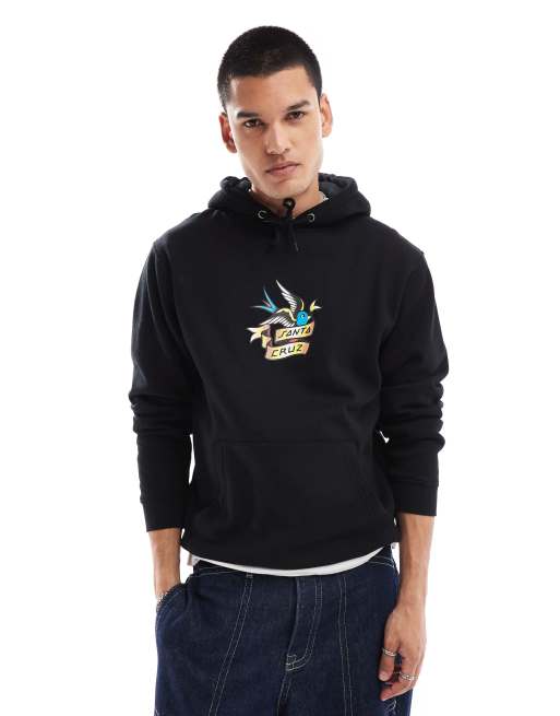 Santa Cruz – Sommer – Kapuzenpullover in Schwarz mit Logo auf der Vorderseite