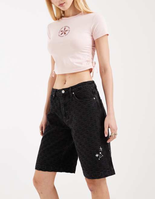 Santa Cruz – Sommer-Shorts in Schwarz mit Schlitz und Karomuster, 3 von 5
