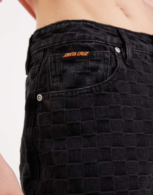 Santa Cruz – Sommer-Shorts in Schwarz mit Schlitz und Karomuster, 5 von 5