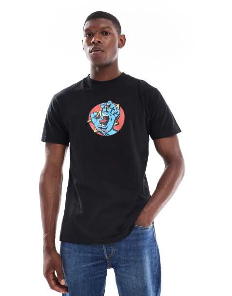 Santa Cruz - Sort T-shirt med grafisk logo med hånd i regular fit - view 1