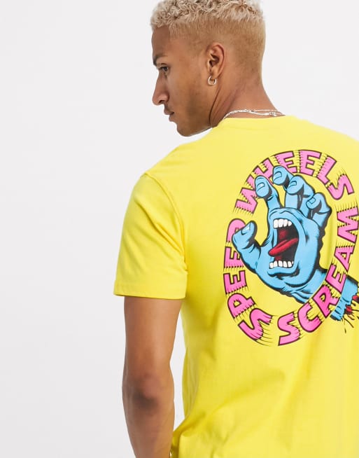 Santa Cruz Speed Wheels Screaming Hand t shirt in yellow ASOS