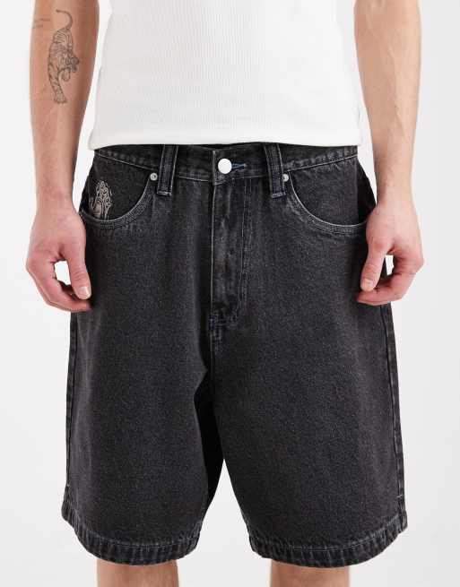 Santa Cruz - Stamped Big - Løstsiddende sorte shorts med logo, 4 af 5