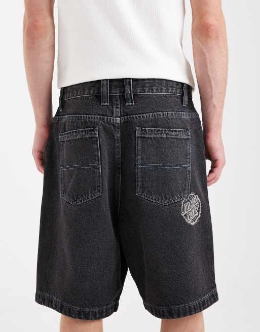 Santa Cruz - Stamped Big - Løstsiddende sorte shorts med logo, 5 af 5
