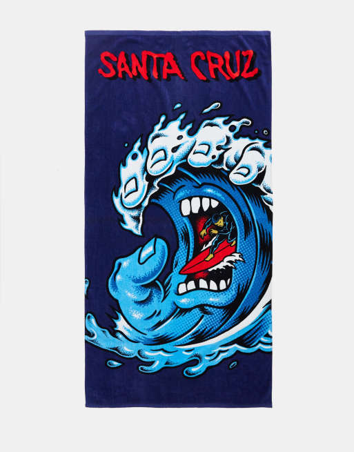 Santa Cruz – Strand-Handtuch in Blau mit schreiender Welle