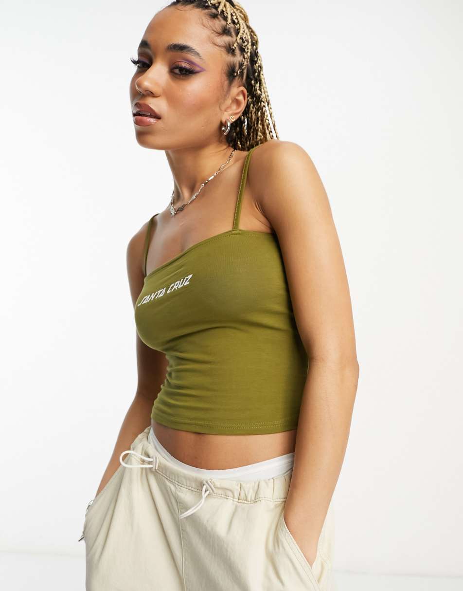 Santa Cruz strip logo crop vest in khaki