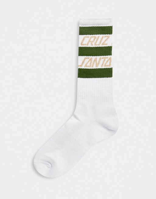 Santa Cruz Strip Stripe sock in white