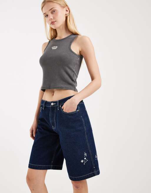 Santa Cruz – Sun – Shorts aus dunklem Denim mit Schlitz, 5 von 5