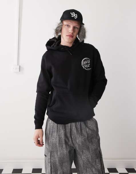 Santa Cruz - Sweat à capuche avec logo et imprimé demi-lune au dos - Noir - view 1