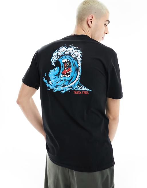 Santa Cruz - T-shirt à imprimé vague et main hurlante - Noir