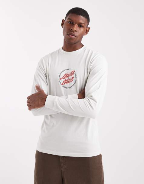 Santa Cruz - T-shirt à manches longues et logo effet flamme et barbelé - Blanc cassé - view 1