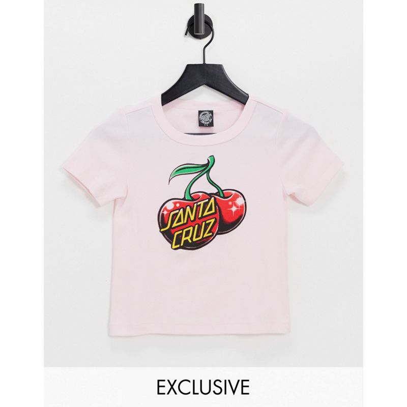 Donna In esclusiva Santa Cruz - T-Shirt aderente anni '90 con grafica di ciliegia rosa