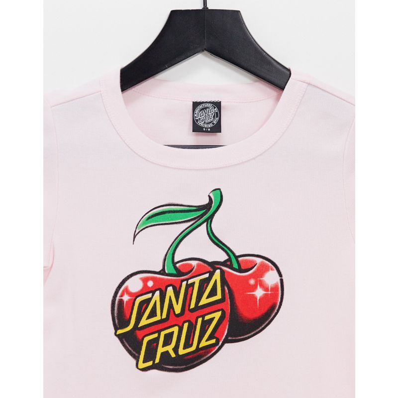 Donna In esclusiva Santa Cruz - T-Shirt aderente anni '90 con grafica di ciliegia rosa