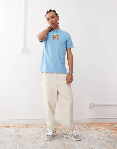 Santa Cruz - T-shirt blu con stampa di ibisco - view 1