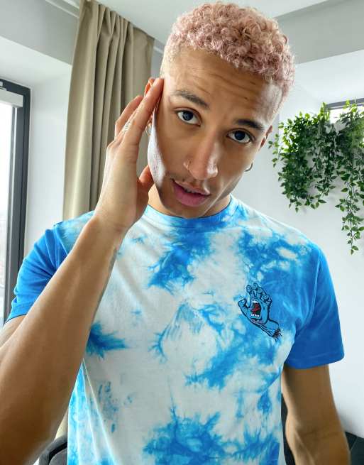 Santa Cruz T-shirt blu effetto tie-dye con logo In esclusiva