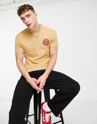 Santa Cruz classic dot t-shirt in washed yellow with chest and back print - ASOS Price Checker