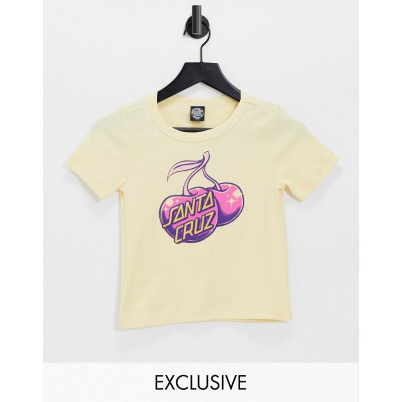 In esclusiva  Santa Cruz - T-shirt gialla aderente anni '90 con grafica di ciliegia