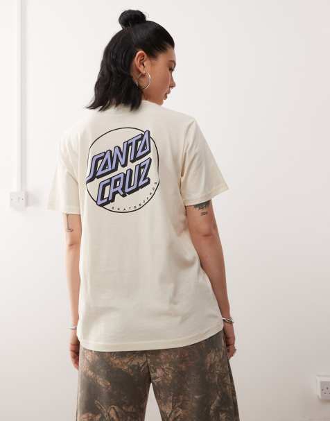 Santa Cruz – T-Shirt in Cremeweiß mit Punkt-Logo am Rücken - view 1