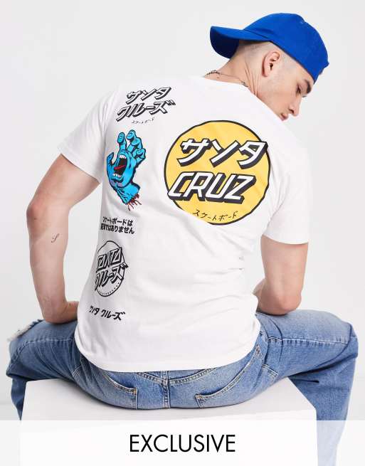 Santa Cruz t shirt in white with multiple placement prints