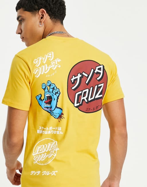 Santa Cruz t shirt in yellow with multiple placement prints